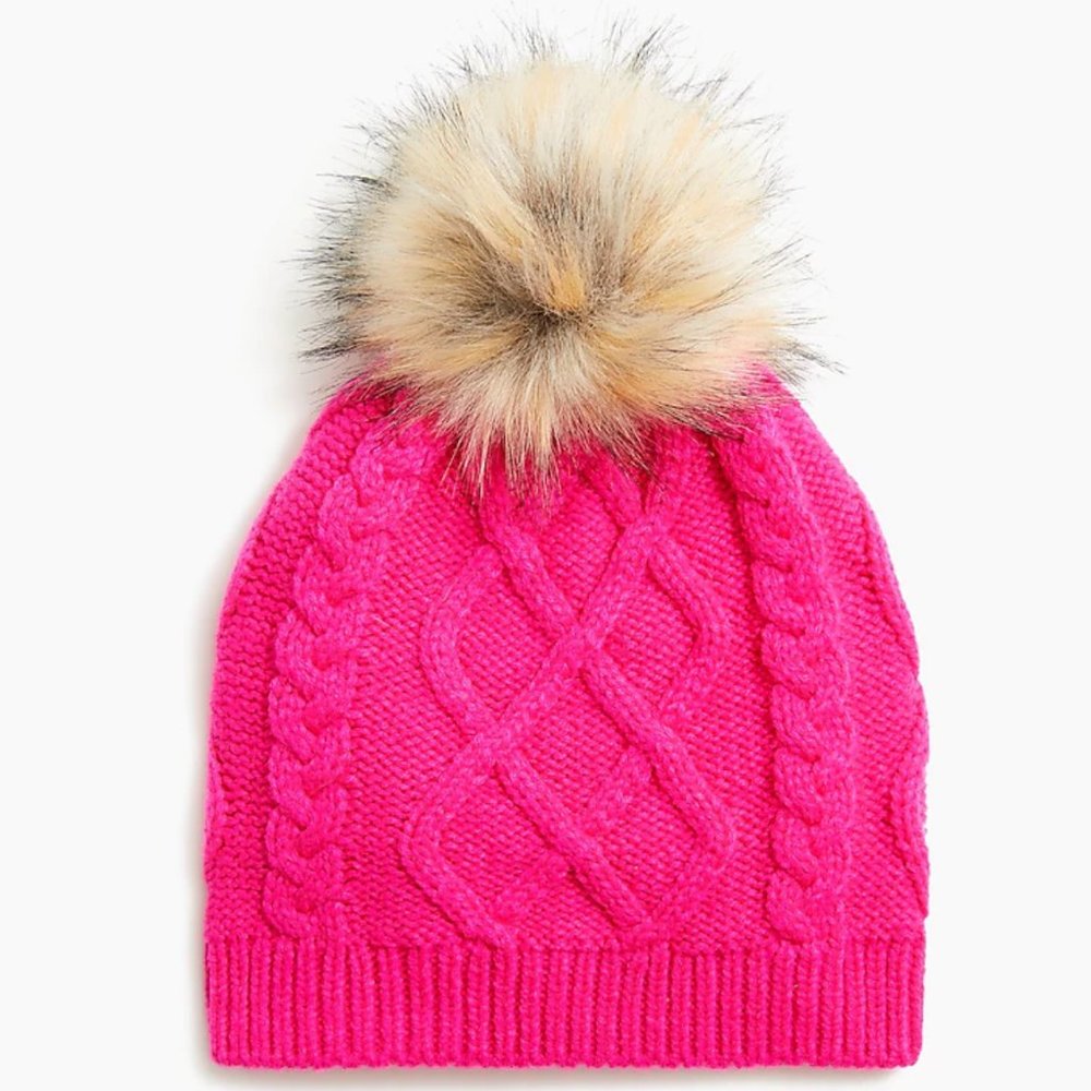 J. CREW Faux Fur Pom Pom Hat